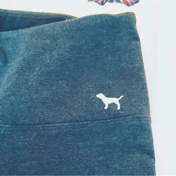 PINK by VS XS leggings Dark Gray Burgundy White fishnet & hidden pockets EUC - Picture 6 of 7